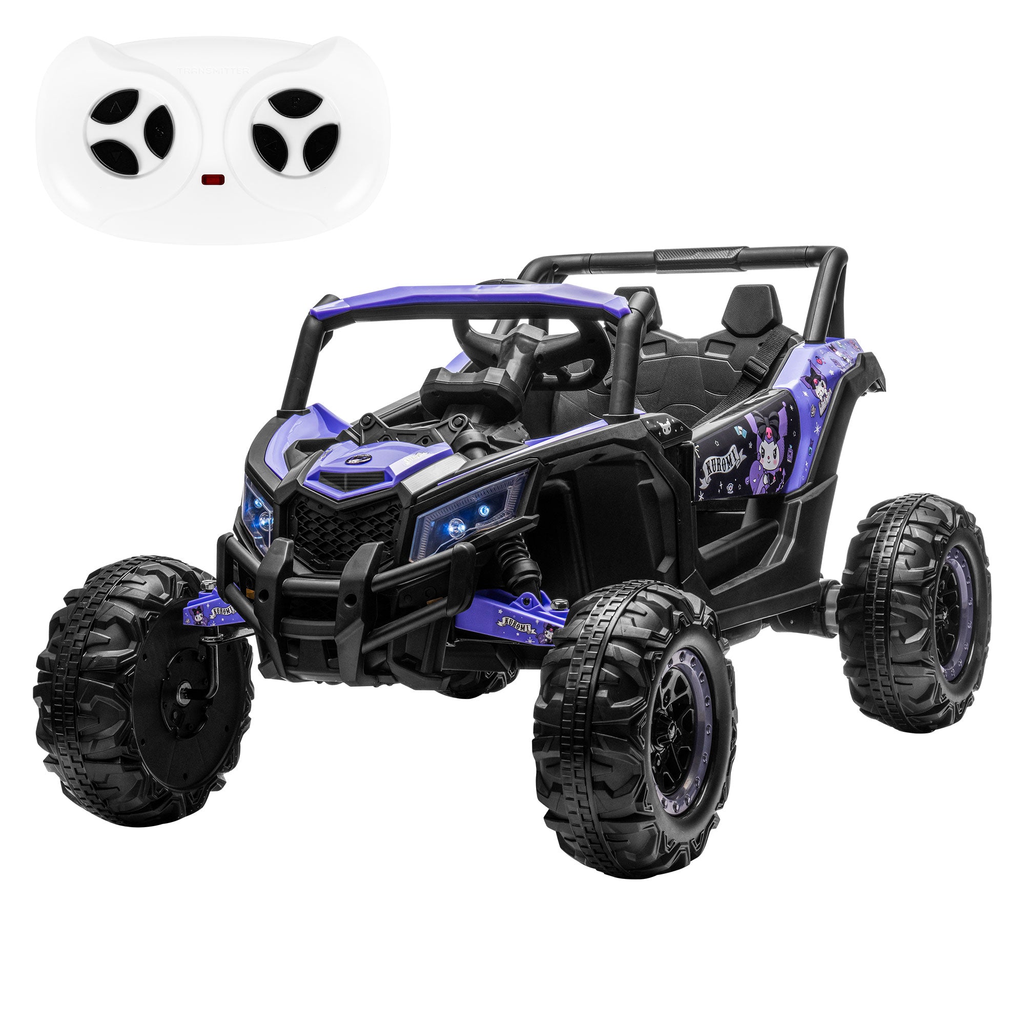 Kuromi Adventure UTV 12V Power Wheels: Battery Powered Ride On Toys for Kids 3-8, with Dual Motors, Parent Remote Control, LED Lights, Seat Belt and Dual Openable Doors