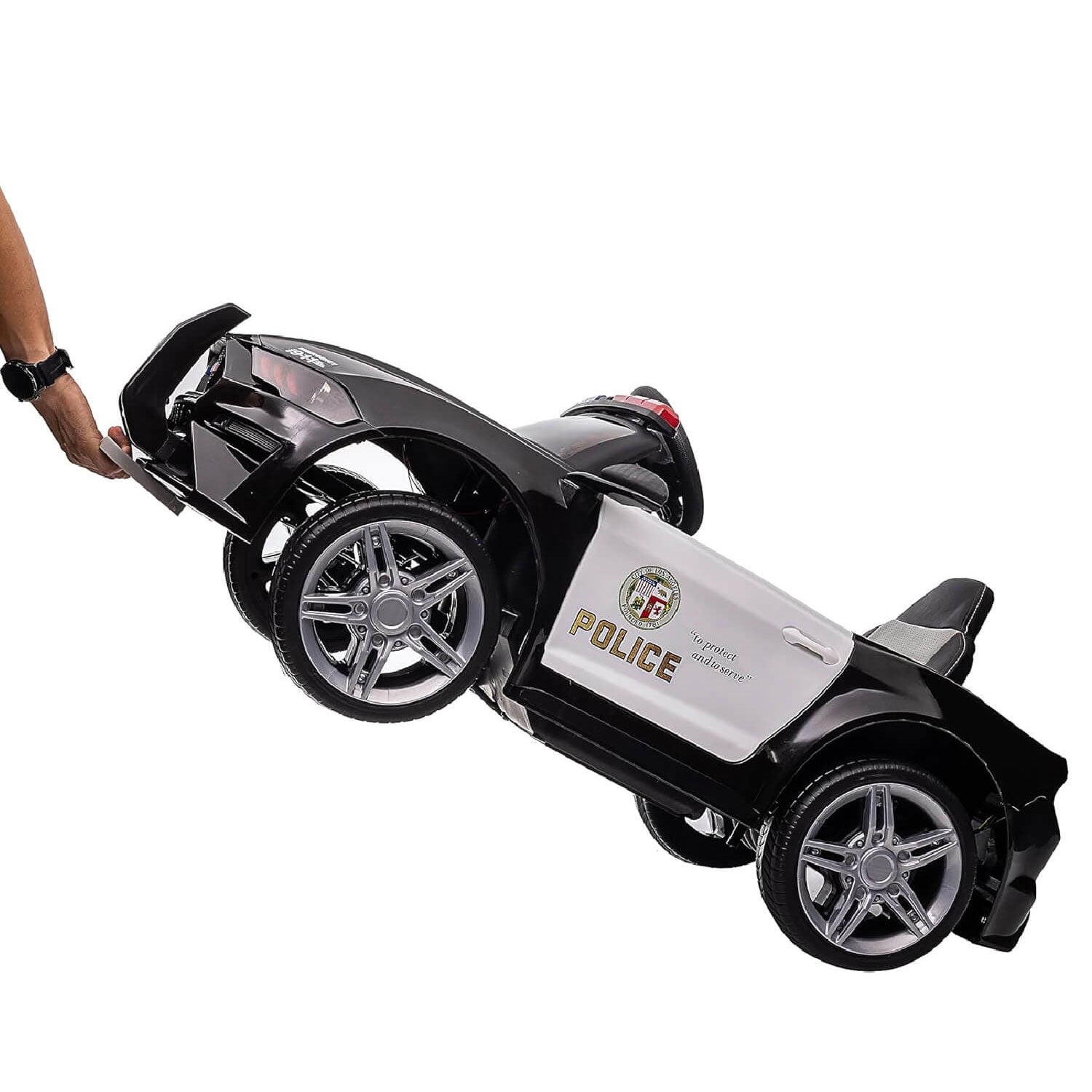 LAPD Police Cruiser 12V Electric Ride On Car for Kids Age 3-8 - Remote Control, Megaphone, Siren & Lights - ASTM-Certified Fun Toy Car with EVA Tire & Leather Seats