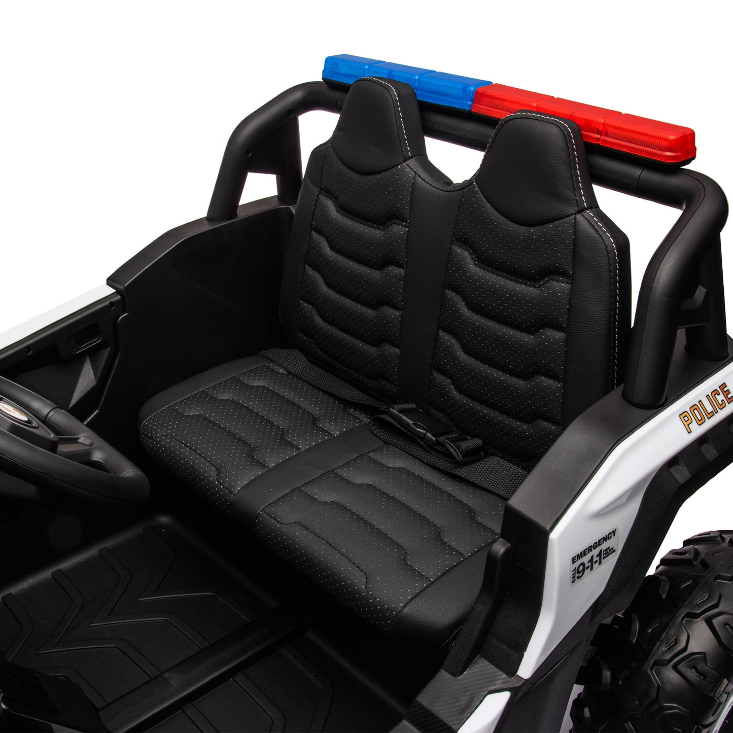 LAPD Police Buggy UTV 2 Seater Ride on Toys for Kids 3 - 8 -4WD Electric Ride On 12V Police UTV with Remote Control, EVA Tires, Leather Seats, Siren & Lights - Off Road Power Wheels for Boys and Girls