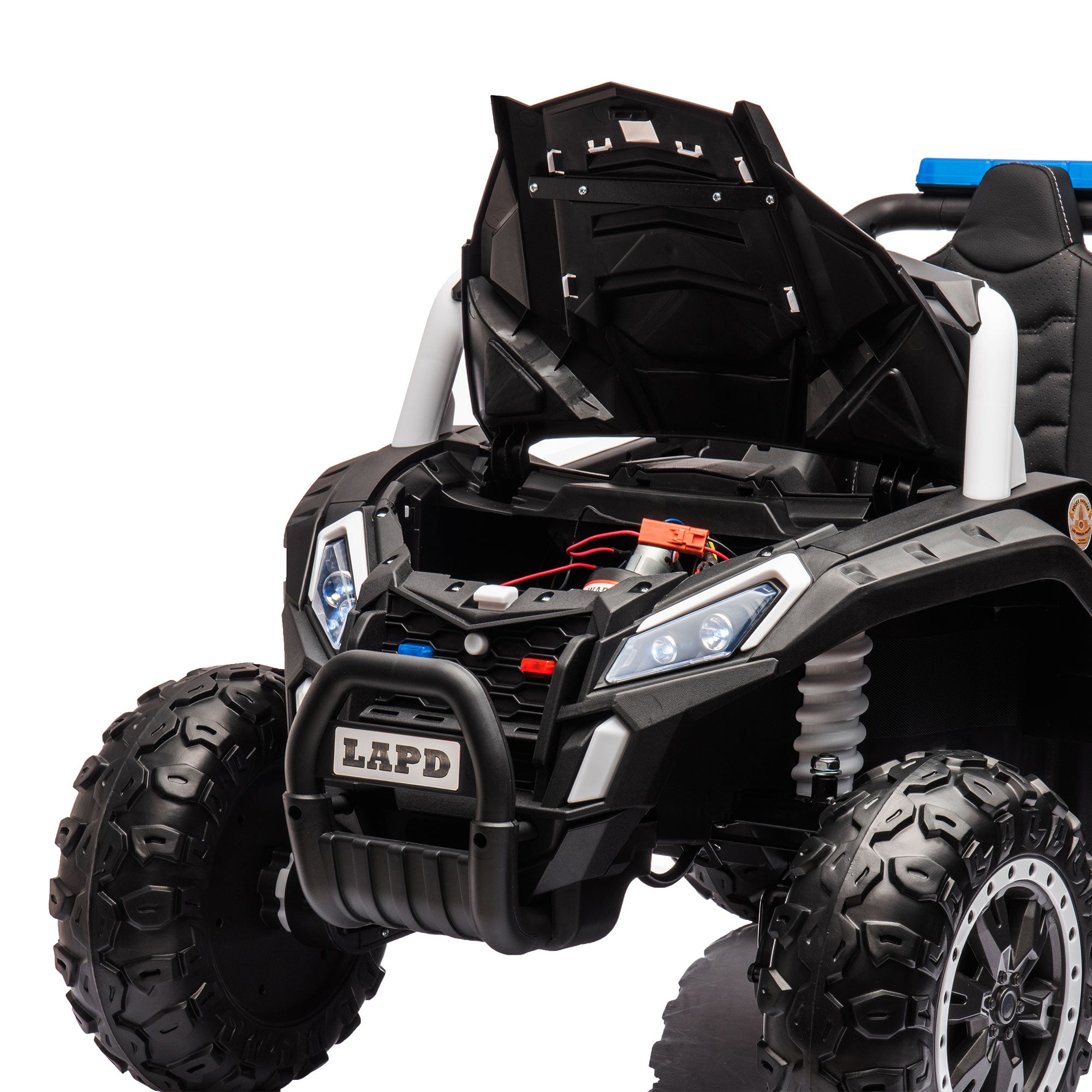 LAPD Police Buggy UTV 2 Seater Ride on Toys for Kids 3 - 8 -4WD Electric Ride On 12V Police UTV with Remote Control, EVA Tires, Leather Seats, Siren & Lights - Off Road Power Wheels for Boys and Girls